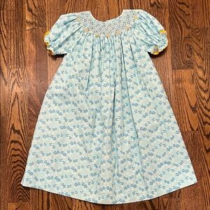 Elegant Light Blue Floral Kids Formal Dress